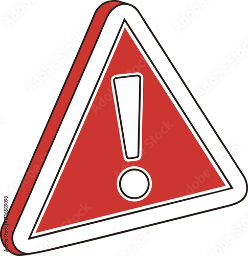 Vector art of red warning sign with an exclamation mark inside