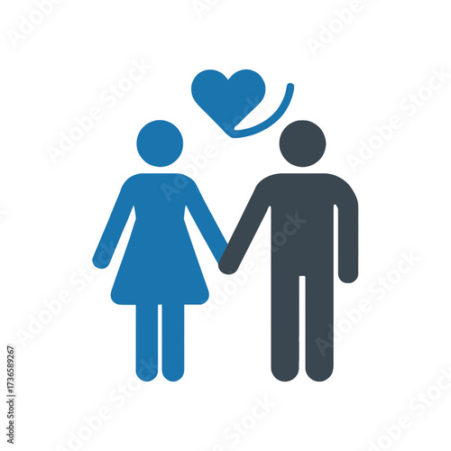 Illustration of a couple holding hands with a heart above them symbolizing love and care