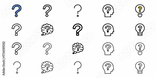 Unlocking Solutions and Answers: Question Mark Icons Representing Problem Solving, Ideas, and Knowledge, Perfect for Education, Business, and Creative Design Projects