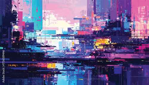 Vibrant Digital Cityscape A Modern Impression of Urban Life