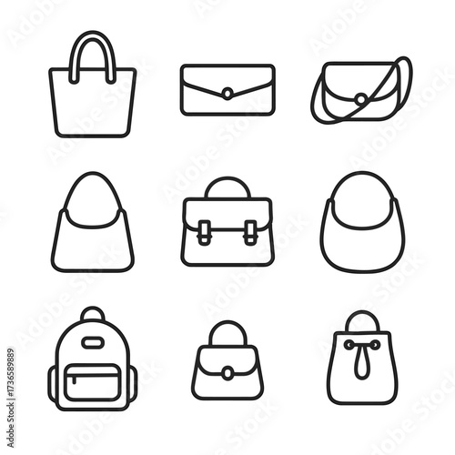Hobo mini handbag icon bucket vector bag collection shoulder satchel clutch tote