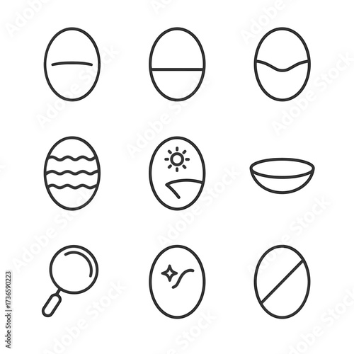 Blue bifocal progressive optical vision icons lens light photochromic icon contact vector