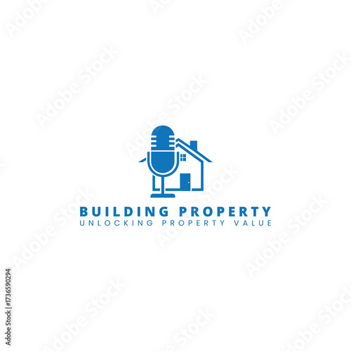 A sleek and modern logo for a property appraiser podcast combines a microphone with a house graphic, symbolizing discussions about real estate. The color scheme is both professional and approachable.