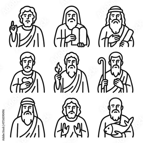 Jonah icon obadiah ezekiel hosea vector daniel grid isaiah amos prophets jeremiah
