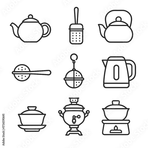 Samovar icon ball vector tea electric teapot kettle strainer modern infuser