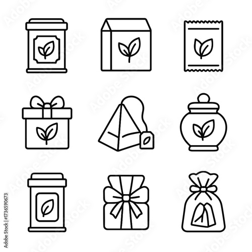Vector tins jars canisters wrapped boxes icons packaging tea packages gift icon