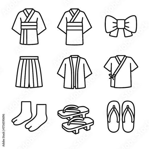 Belt vector obi zori yukata sandals icons icon haori hakama geta japanese