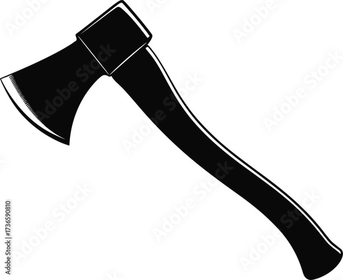 Black silhouette of a wood-cutting axe on a white background tool