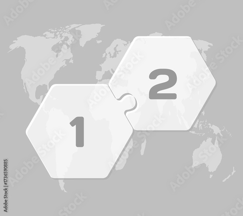 Two steps line infographic, puzzle diagram