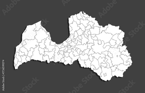 Vector map of Latvia divided on regions