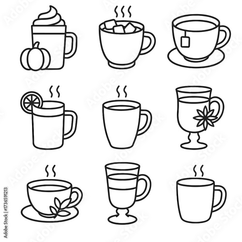 Chocolate vector wine icons icon milk autumn beverage tea spice pumpkin latte