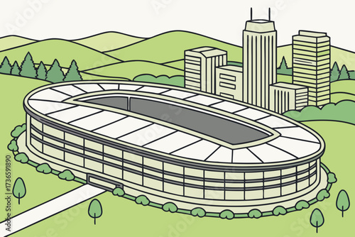 Levi’s Stadium in Santa Clara, California, sleek modern football stadium with solar panels and Silicon Valley backdrop