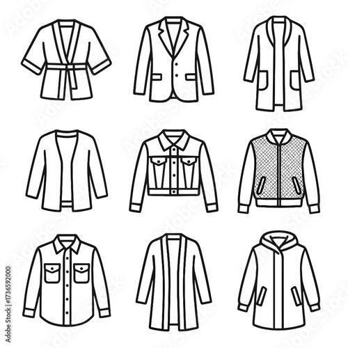 Cropped thin utility parka icon shacket jacket cardigan outerwear coat collection vector