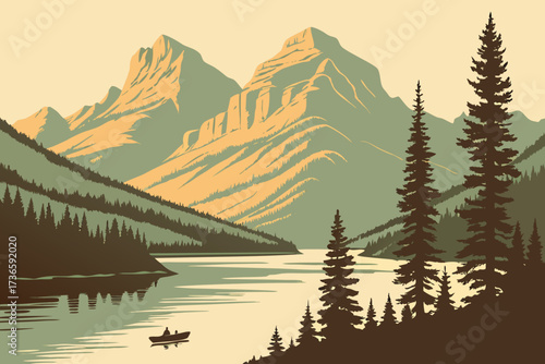 Kintla Lake in Glacier National Park, Montana, remote pristine lake surrounded by forested wilderness and ridges