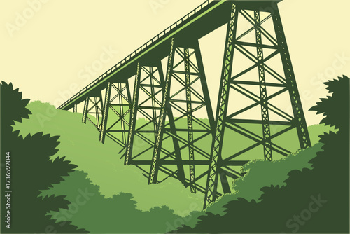 Kinzua Bridge in Pennsylvania, remnants of historic railroad trestle standing above forested valley