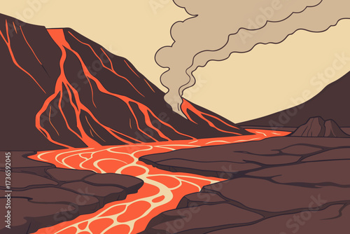 Kīlauea in Hawaii Volcanoes National Park, glowing crater slopes with volcanic steam vents and lava flows