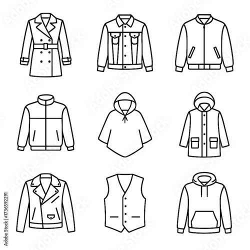 Icon jacket leather vector bomber coat trench denim outerwear grid hoodie poncho