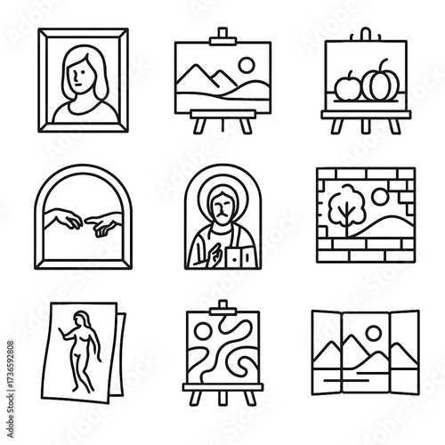 Mural icons icon painting landscape classic vector triptych portrait abstract fresco life