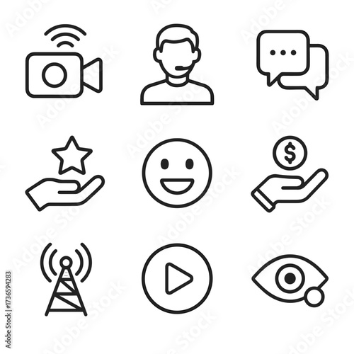 View wifi icon bubbles vector broadcast symbol subscriber live play avatar icons