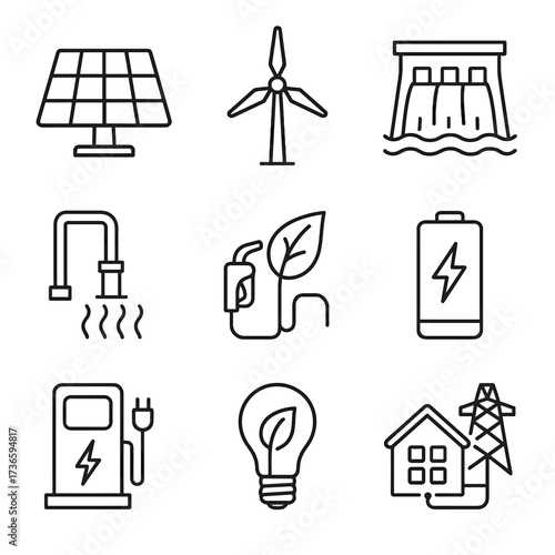 Biofuel leaf renewable solar charging energy eco icon green geothermal dam icons