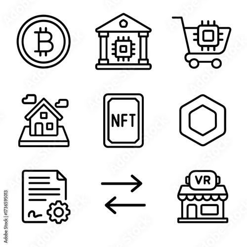 Icon bank nft estate economy arrows trade symbol virtual icons vector cart