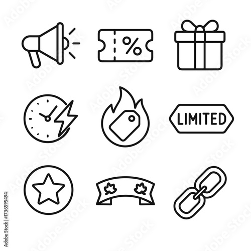 Sales referral deal icons icon discount star gift tag banner vector promotion