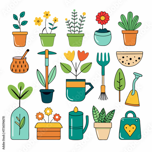 Cute cartoon gardening vector illustration for creative design needs