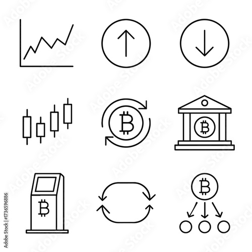 Exchange icons vector crypto kiosk chart button trading buy building candlestick icon