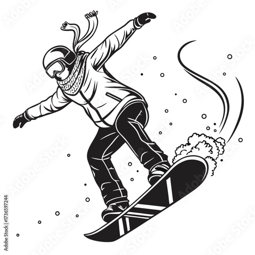 Snowboarding Elements Vector Silhouette – Extreme Winter Sports Illustration