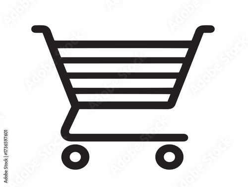 Simple black outlined add to cart shopping illustration vector  