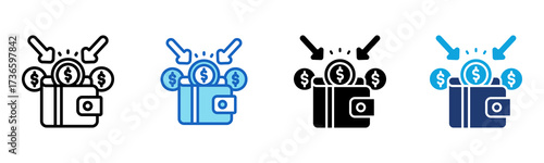 Wallet Balance icon Multi Style Vector Illustration
