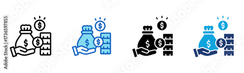 Money Bag icon Multi Style Vector Illustration
