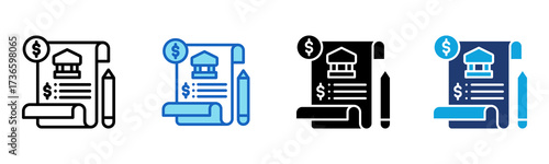 Bank Statement icon Multi Style Vector Illustration
