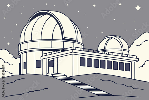 Mauna Kea Summit Observatory in Hawaii, stargazing deck with telescopes above clouds