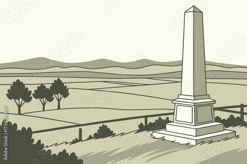 Little Bighorn Battlefield Monument in Montana, white stone obelisk with sweeping views of historic plains