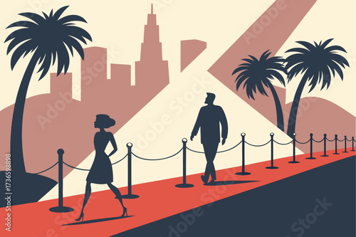 Los Angeles Film Festival in California, movie premieres and spotlights on red carpet under city lights