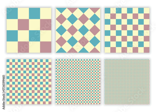 Muted Retro Gingham Digital Paper with Checkered Seamless Pattern for Scrapbooking & Crafts