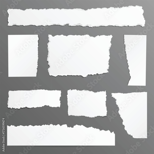 Vintage torn paper grunge vector frame with ripped edges and textured border design