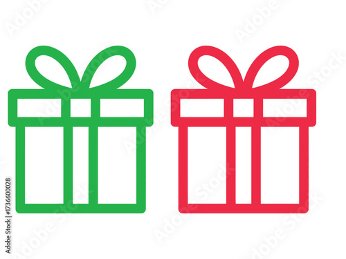 Christmas gift box icons simple vector line art holiday desi
