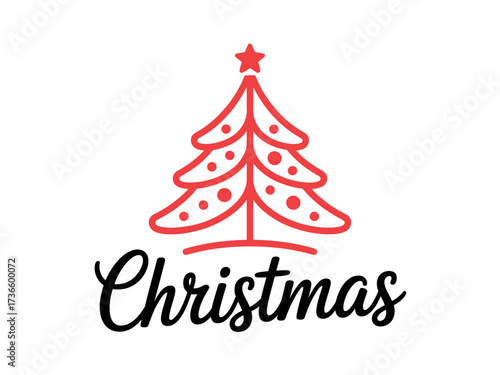 Christmas tree vector icon red outline design element isolat