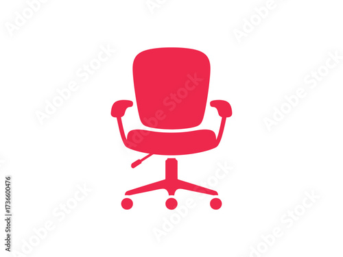 Red office chair icon vector illustration isolated on white
