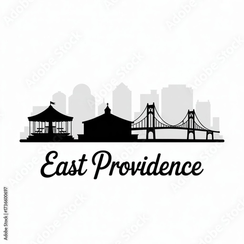 ‎East Providence Rhode Island Skyline Silhouette — Historic Waterfront City Vector Illustration