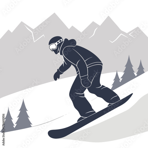 Snowboarding Elements Vector Silhouette – Extreme Winter Sports Illustration