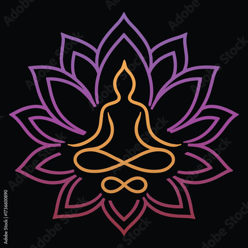 yoga lotus pose, vector illustration.