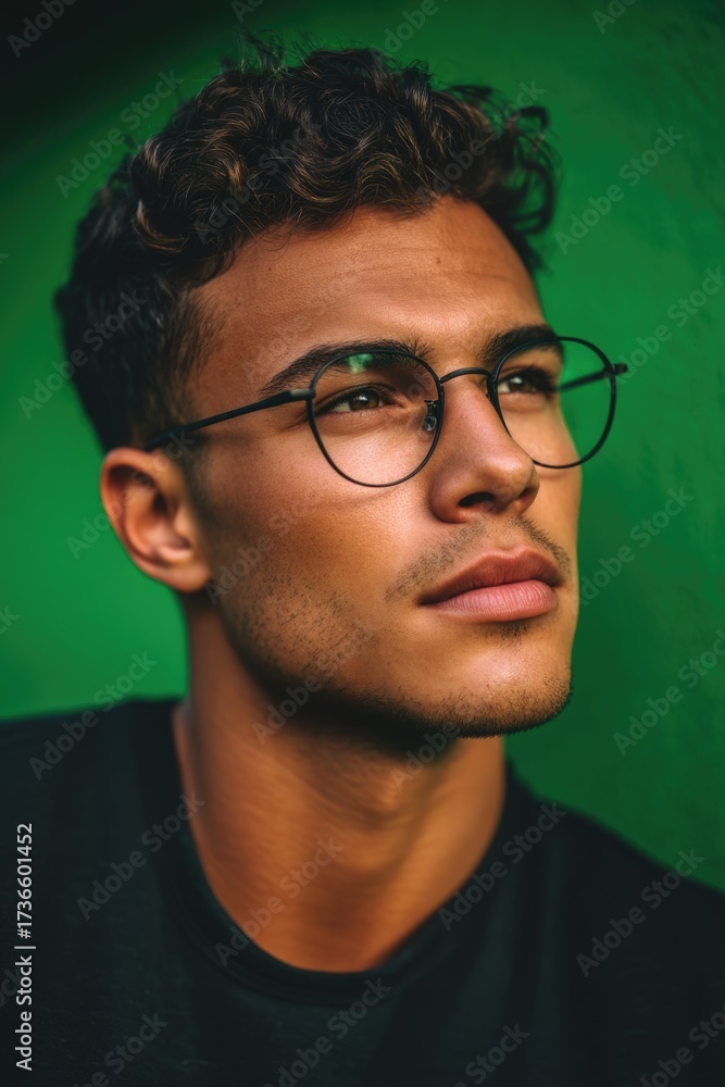 Obraz premium Portrait of Young Man with Glasses