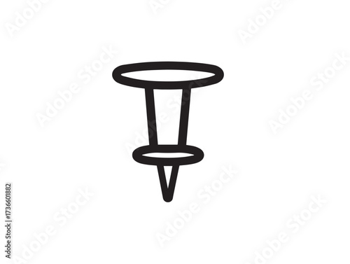 Modern Push Pin Icon in a Clean Minimalist Vector Line Art Design
