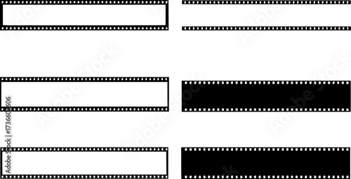 Seamless stripes of photographic film. Vintage element. Retro film with frames and without. Vector illustration.
