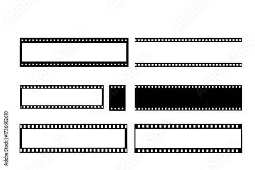 Seamless stripes of photographic film. Vintage element. Retro film with frames and without. Vector illustration.