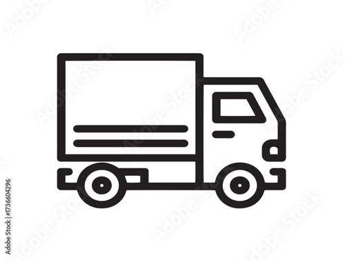 Minimal cargo loading truck silhouette in bold stylish elegant line artwork