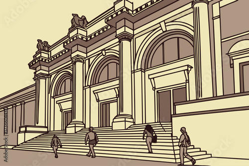 Metropolitan Museum of Art in New York City, New York, grand Beaux-Arts façade with steps filled with visitors